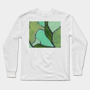 Sap Green Abstract Art Long Sleeve T-Shirt